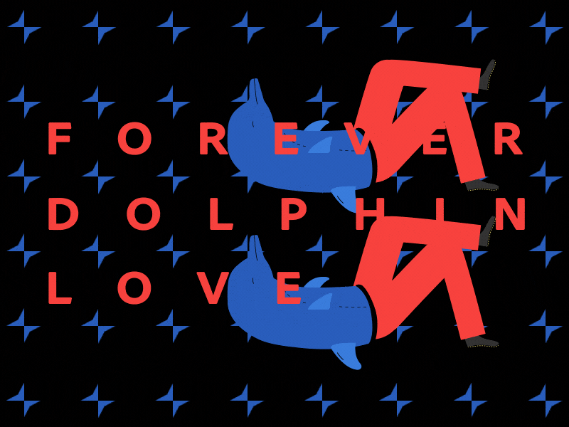 Forever Dolphin Love aftereffects animation character dolphin forever gif kaleidoscope loop love motion art psychedelic red