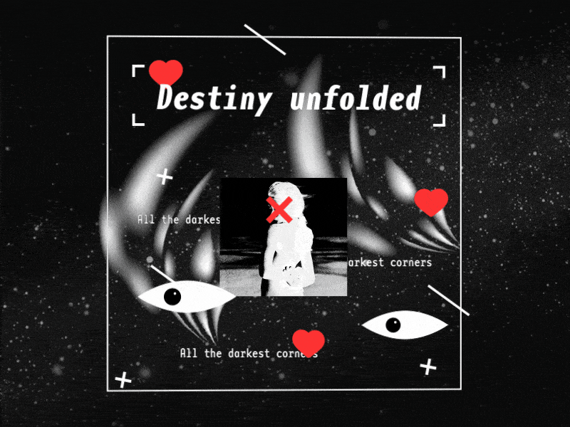 Destiny unfolded aftereffects animation cold wave cosmos eye fake3d gif joy division loop motion art noise psychedelic red shape animation universe