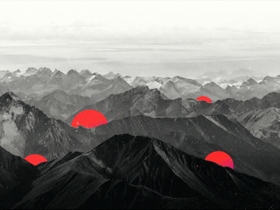 In the mountains aftereffects animation background art bw cold wave image loop motion art mountain natura noise parallax red shape
