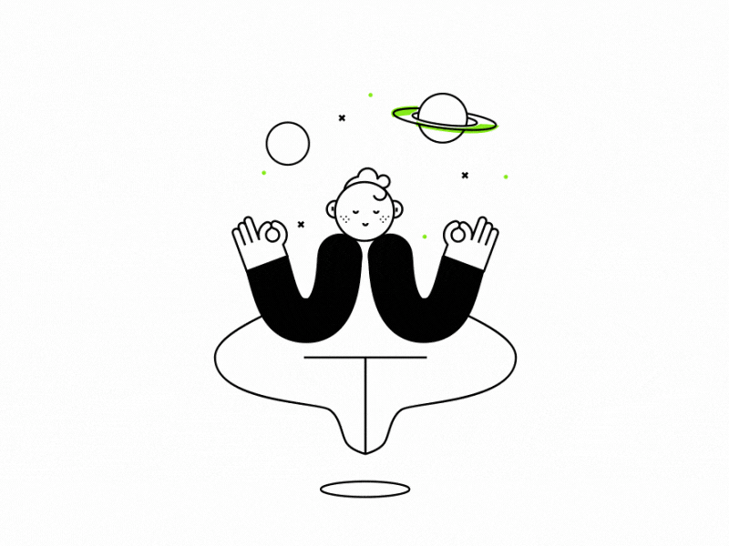 Cosmic yoga aftereffects animation boy calm character character animation cosmos eye fun illustration loop motion art planet starts yoga