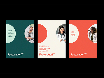 Facturation.net Brand Design billing branding circle geometric logo medecine medical orange print saas stationery