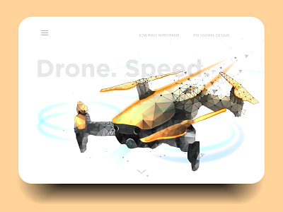 Drone low poly wireframe mesh