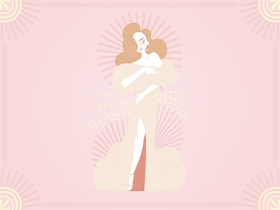 Extra Showgirls art deco border debut flat illustration showgirls