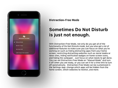 Distraction Free Mode - iOS Concept concept distraction disturb do free ios mode not