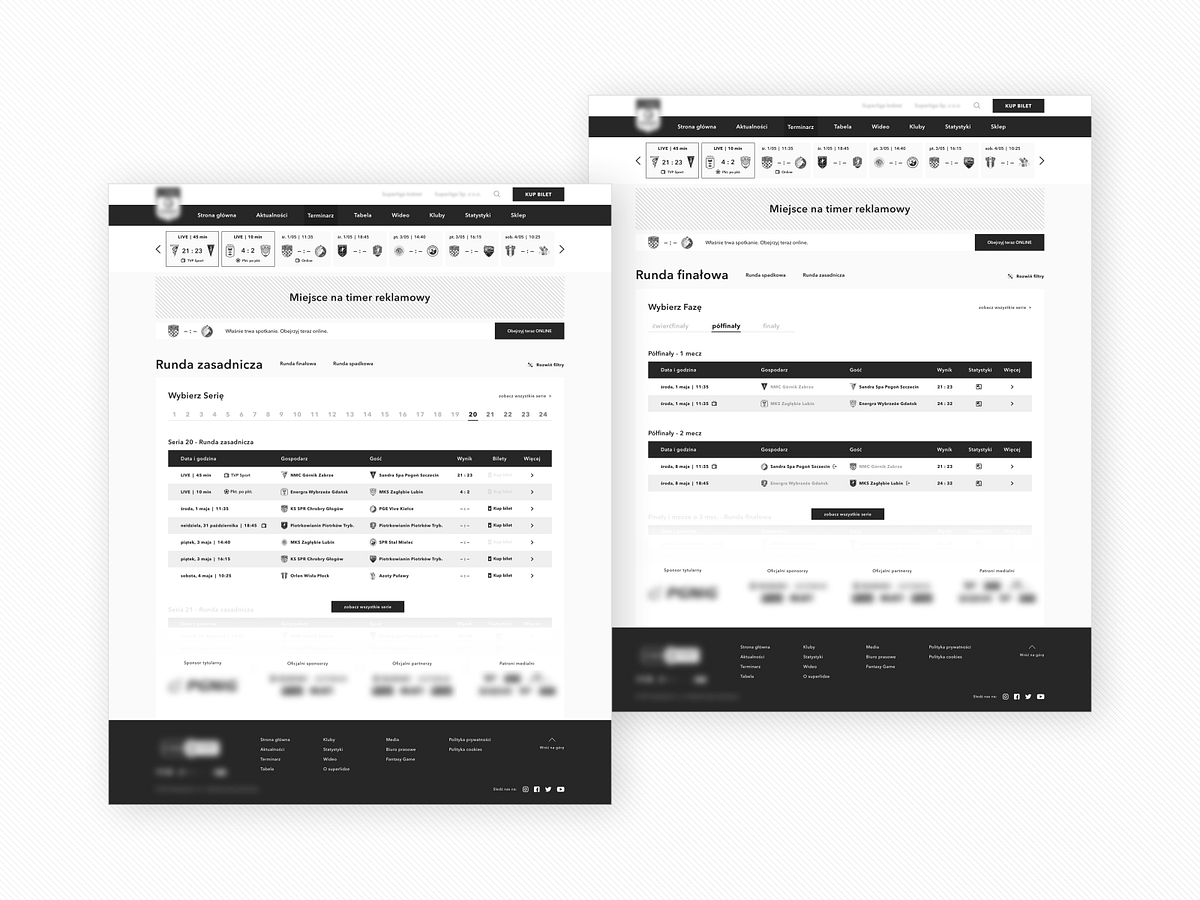 Sports League Website Wireframes by Ryszard on Dribbble