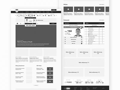 Sports League Website Wireframes