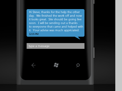 Windows 7 Nokia Phone - Text UI mobile nokia phone template ui windows 7