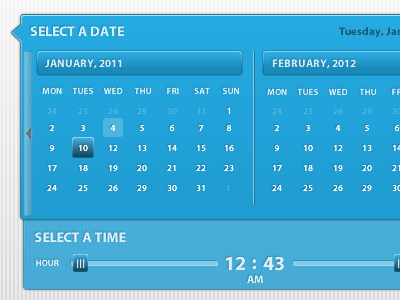 Date Picker (2 Month View with Time Option) calendar date form input range time