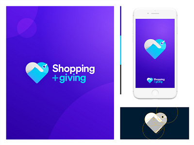 Shopping + Giving branding design icon illustrator logo typography vector web