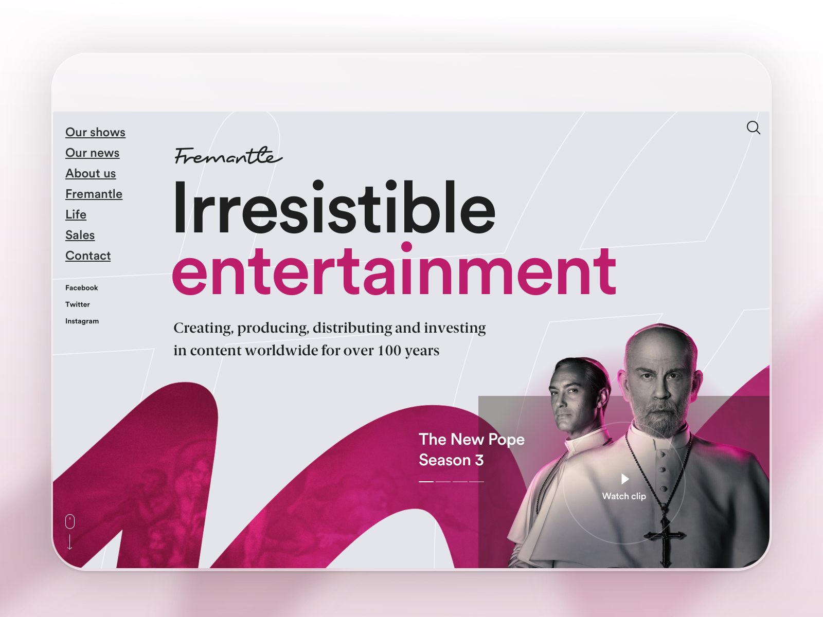 Fremantle media - homepage design