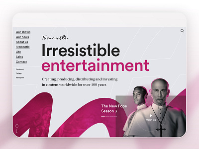 Fremantle media - homepage design design minimal ui ux web