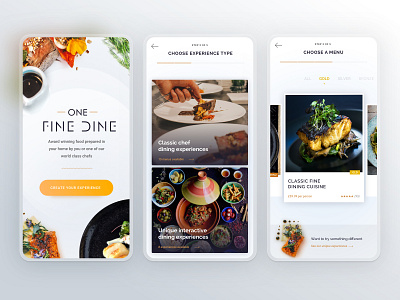 App design for One Fine Dine app branding design logo minimal mobile tech typography ui ux