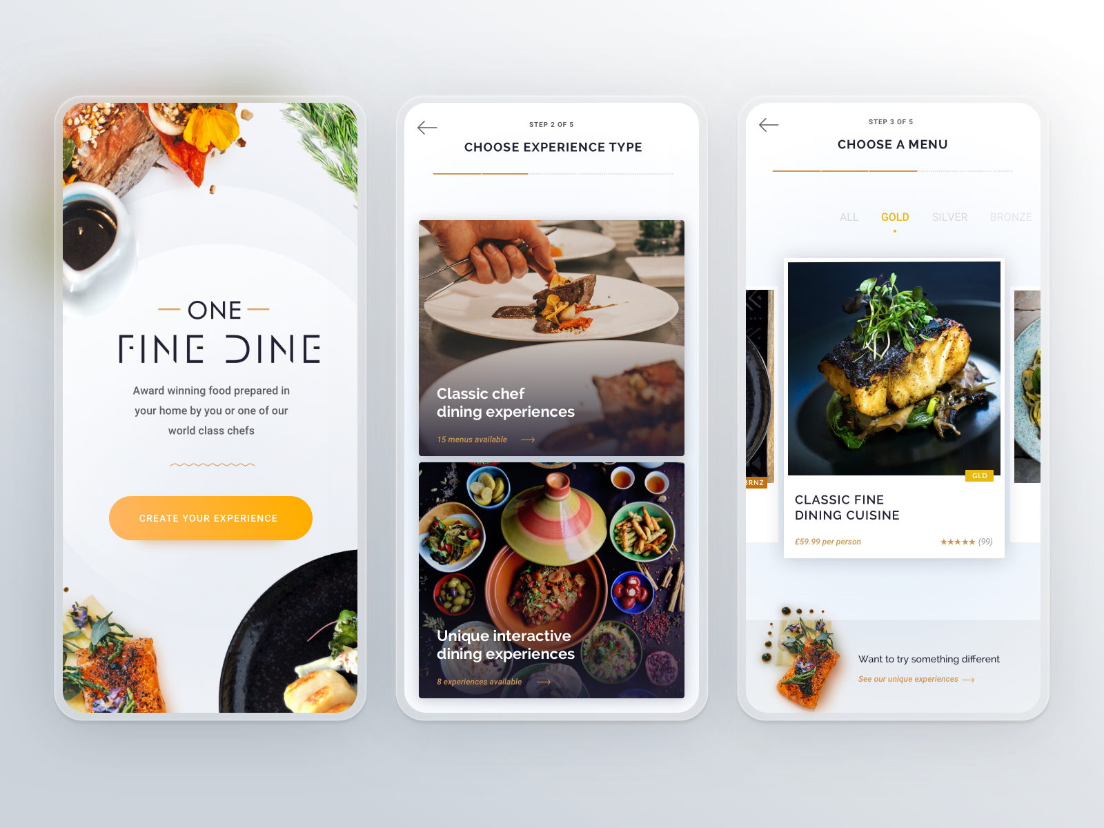 App design for One Fine Dine