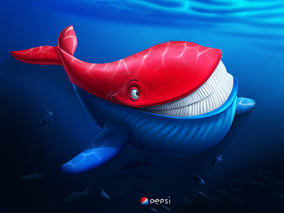 Association with the Pepsi logo. Whale. igoryozzi illustration pepsi whale yozzi