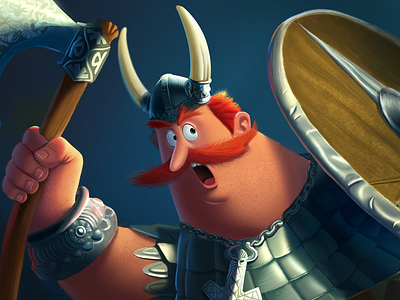 Cartoon Viking. Fragment of the process.