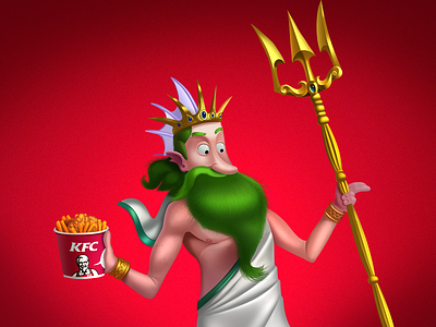 Poseidon advertising cartoon character chracter igoryozzi igorzubkov illustration kfc yozzi