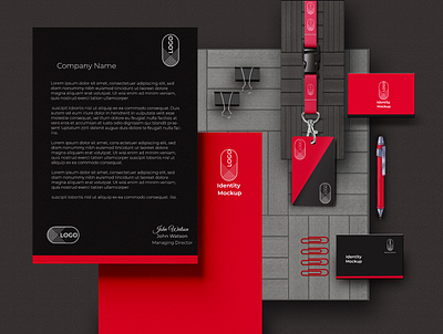 Free Red Stationery Mockup branding business card business card mockup free idenity identity mockup letterhead logo mockup mock up mockup photoshop psd mockup red stationery stationery mockup