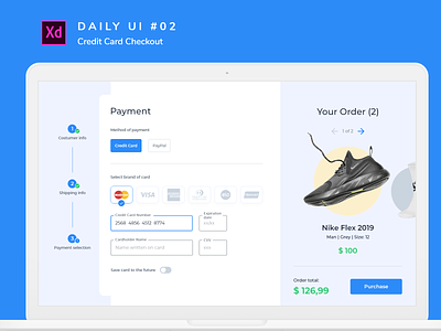 Daily UI challenge #002 adobexd checkout creditcard dailyui desktop shoes ui uidesign uiux
