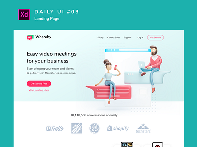 Daily UI challenge #003 adobe xd branding dailyui design desktop landingpage layout ui uidesign
