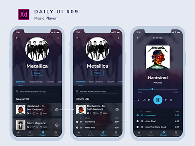 Daily UI challenge #009 adobe xd app dailyui design music music app spotify ui uidesign