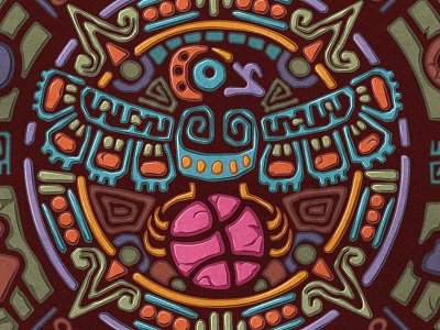 Aztec Dribbble Crow aztec crow debut graphic illustration mayan stone