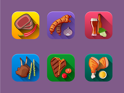 Food Icons BBQ set bbq beer flat food games graphic icon