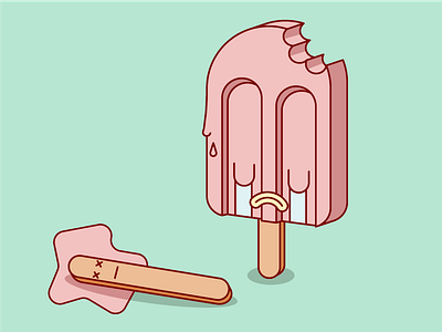 Popsicle draw flat ice cream illustration line popsicle sad sweet