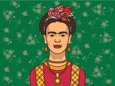 Frida artist character flat frida kahlo girl illustration line mexican painter woman