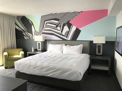 Hotel Studio Allston Wallpaper abstract abstract art abstraction decal feature wall glitch art hospitality art hotel art illustration installation interior decorating interior design pastel vinyl vinyl decal wall art wallpaper