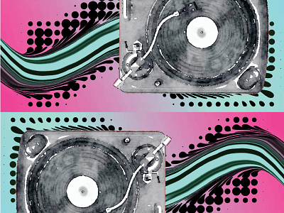 Turntable Watercolor digital watercolor glitch art illustration retro turntable turntables vintage vinyl watercolor watercolor illustration