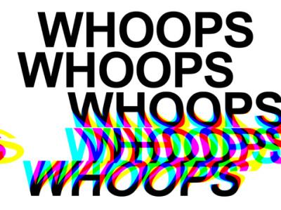 WHOOPS 3d glitch art rainbow synthwave typographic typographic design typography typography art