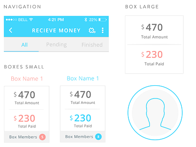 Mobile Payment App, Boxes app banking finance mobile money payment ui ui kit ux