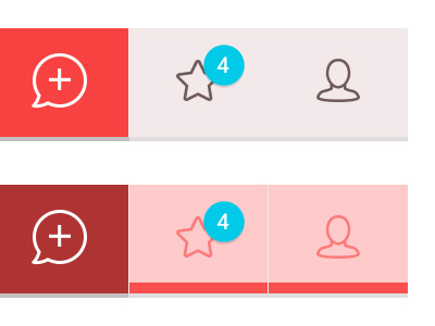 Tabs for a new social app am working on android blue color icon ios8 red social