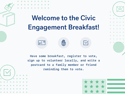 Civic Engagement Breakfast! civic action civic engagement civics flyer postcard register to vote vote voting