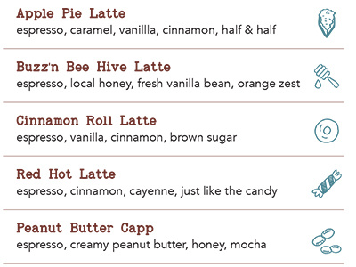 Cafe Drink Menu drinks menu icons menu typography