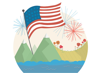Independence Day illustration july 4 mountains ocean