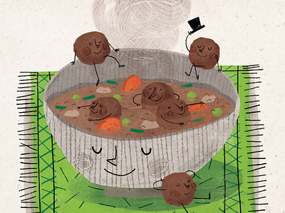 Meatballs soup bookcover books children book illustration drawing illustration illustration art