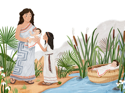 Moses in the bulrushes baby moses bible for kids bibleart bibletales books character design children book illustration christian drawing illustration illustration art illustration for bible kidlit kidlitart moses moses in the bulrusches religious illustration tania rex taniarex wacom
