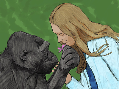 Love, Koko animal digital illustration flower gorilla illustration koko love