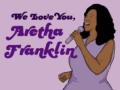 Aretha Franklin aretha franklin digital illustration drawing hand lettering illustration lettering music rip singer typography
