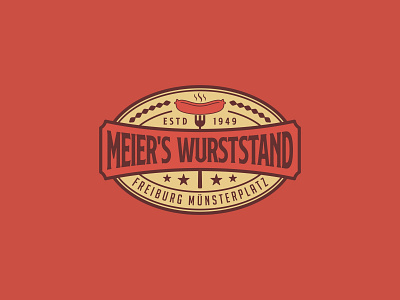 Meier's Wurststand 99designs badge logo branding classic design flat flat design logo patch design vector