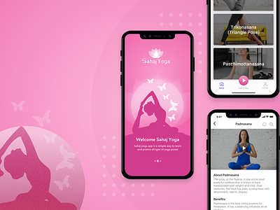 Yoga Pink fitness health ios iphone x relax relaxtation schedule training ui unique ux ui wave yoga yoga application