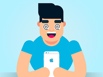 Hypnotized To Phone character design hypnotized illustration ios iphone man phone vector