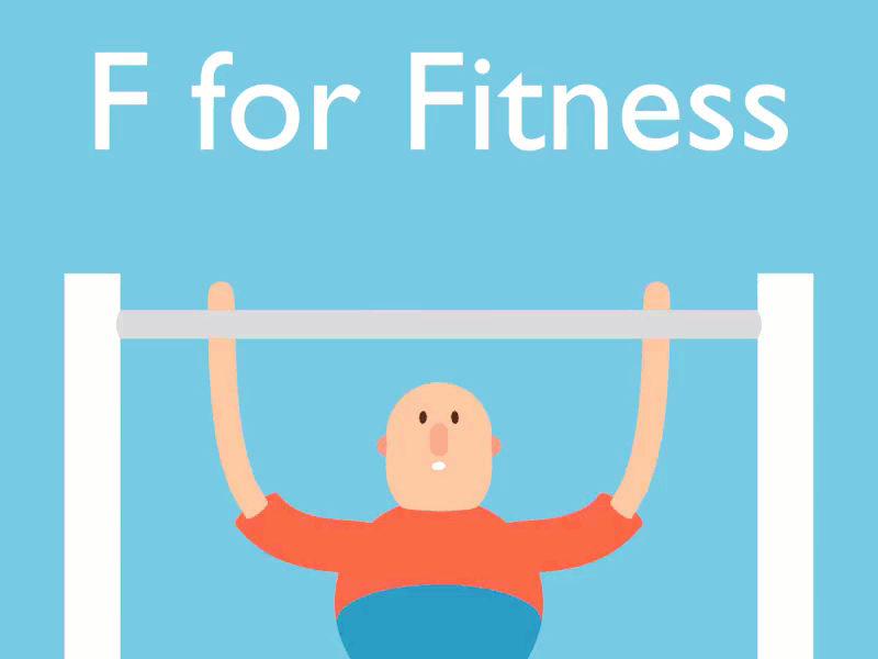 F for Fitness 3d animation animation 2d character design flat flatdesign loop animation looping animation motiongraphics