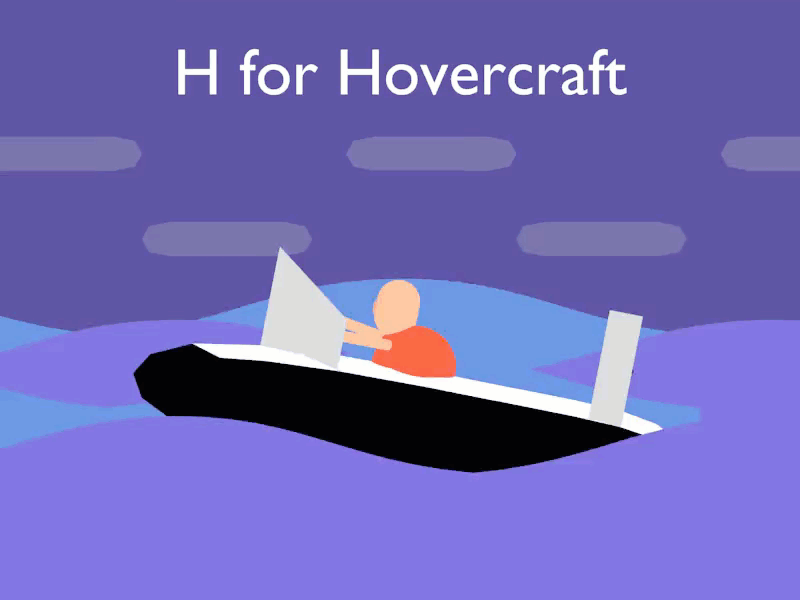 H for Hovercraft 3d animation animation 2d character flat flatdesign loop animation looping animation motiongraphics vector