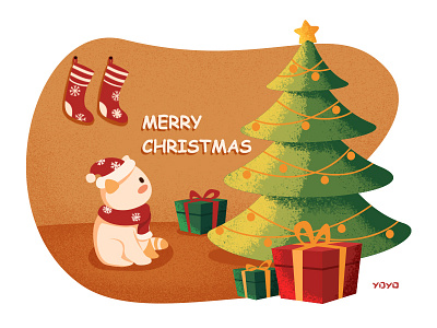 MERRY CHRISTMAS design illustration