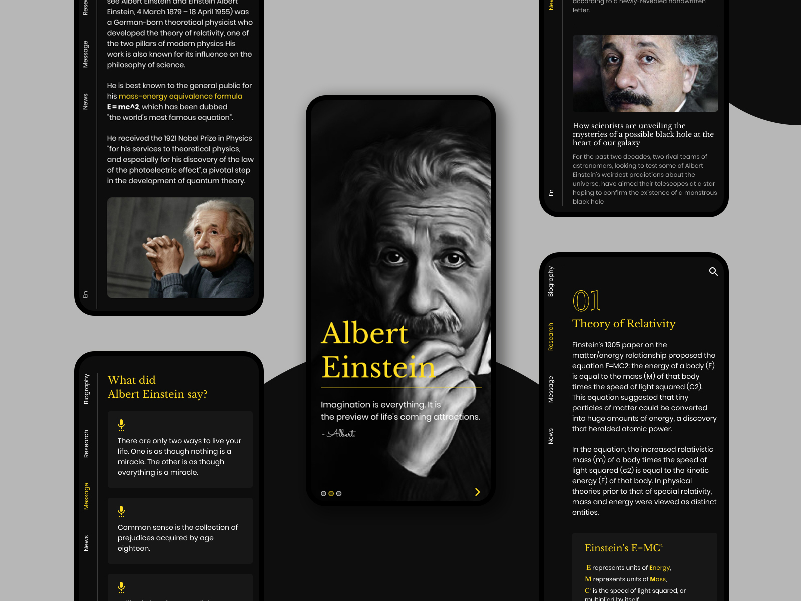 Biography Albert Einstein by Hardik D on Dribbble