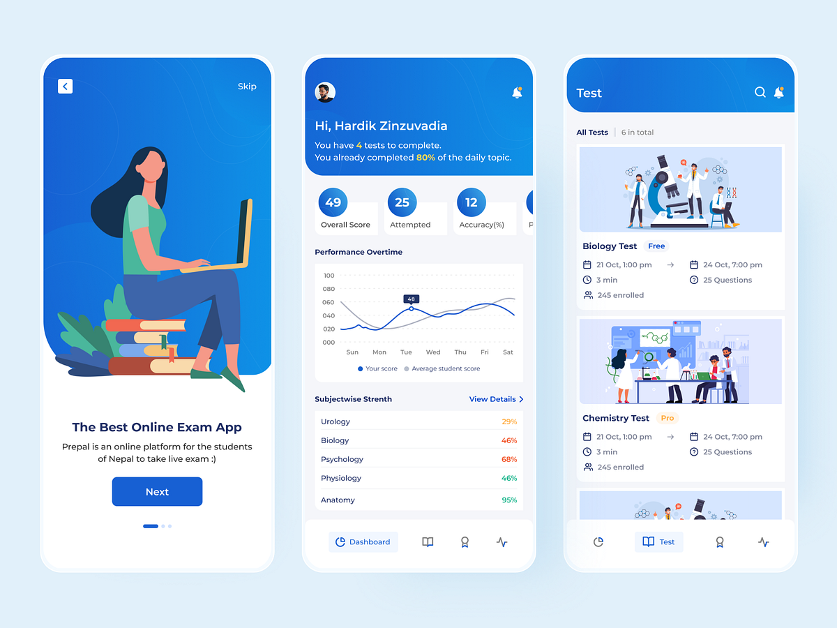 Exam UI designs, themes, templates and downloadable graphic elements on
