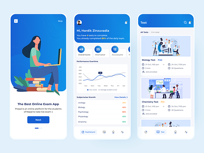 Prepal Online Exam Mobile Dashboard Concept dashboard dashboard ui dashboard ui design exam mobile app design mobile dashboard mobile design online education online exam