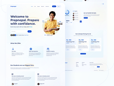 Prepnepal Online Exam Landing Page design education app educational glassmorphism landing page design landingpage learning app mcq online exam uidesign web design webdesign